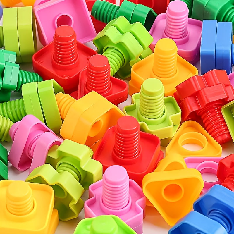 Colorful Screw & Nut Building Blocks Pink Green Yellow