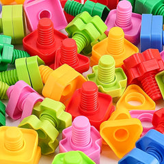 Colorful Screw & Nut Building Blocks Pink Green Yellow