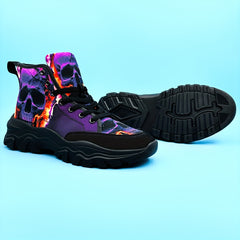 Skull & Flame High Top Canvas Skate Shoes