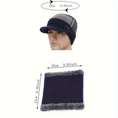 Winter Fishing Hat & Neck Gaiter Set Warm Knitted Hat With Velvet