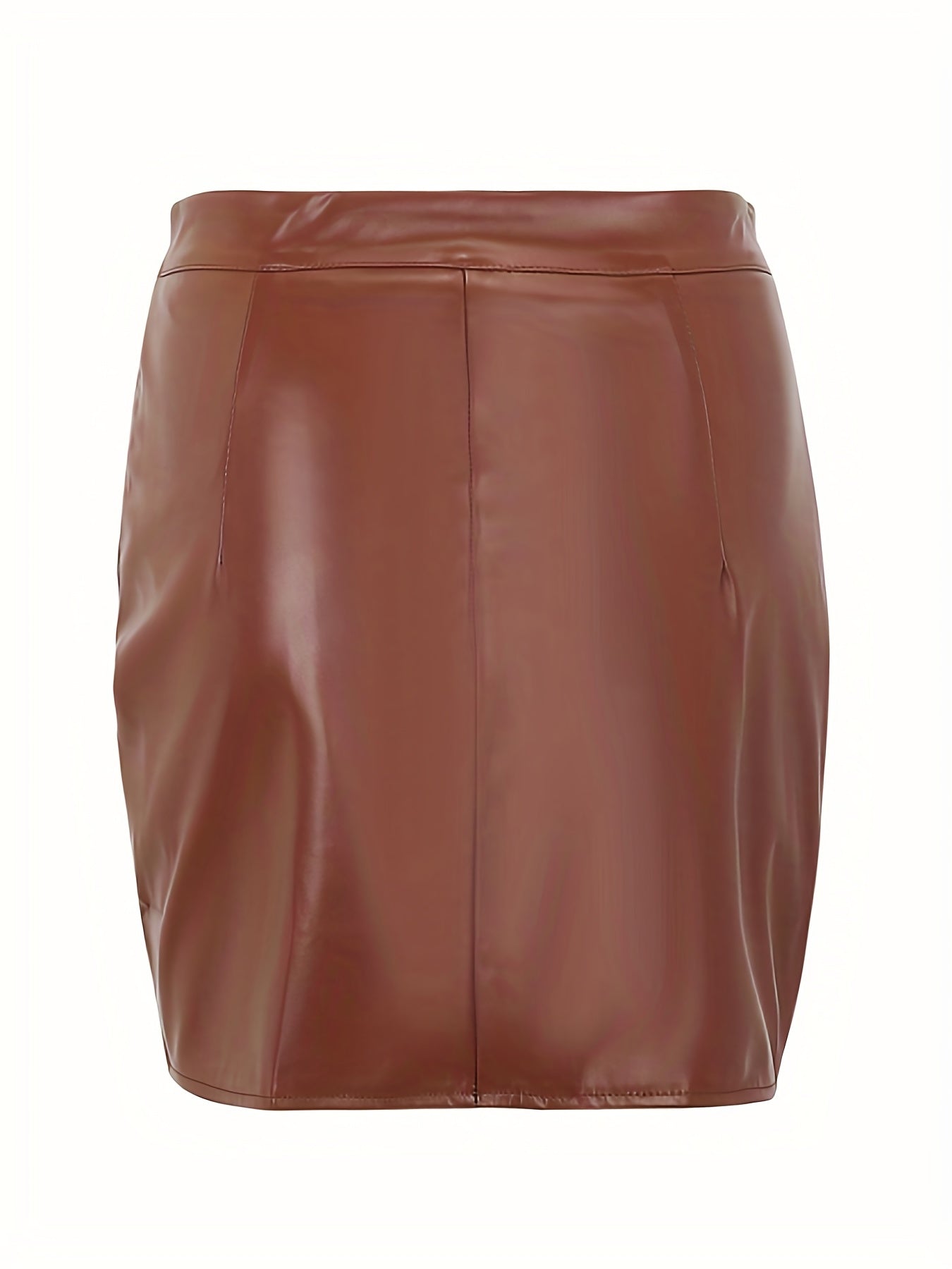 PU Leather Bodycon Pencil Skirts Side Split Mini Skirts