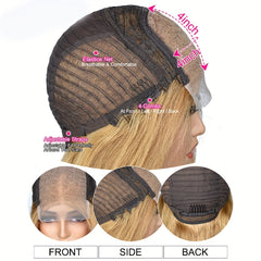 Honey Blonde Straight Lace Front Wig - Glueless Human Hair Wig 30cm