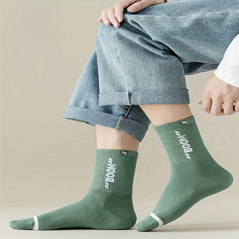 10 Pairs Men's Outdoor Crew Socks, Moisture Wicking Athletic Sports Socks