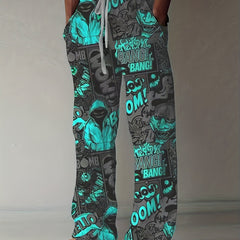 Comics Style Fluorescent Hooded Man Pants