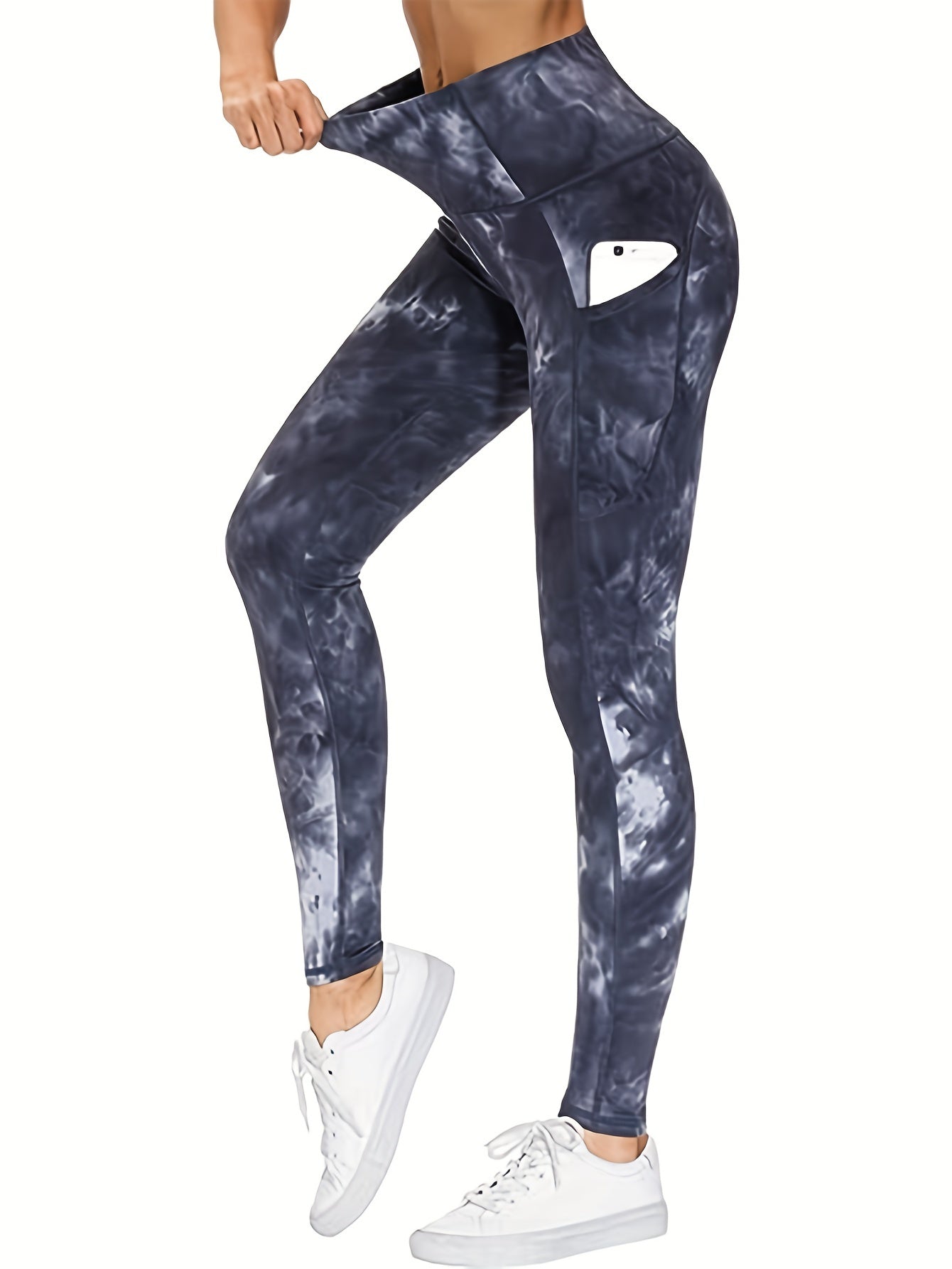 Sports Leggings Wide Waistband Butt Lifting Yoga Pants With Pockets