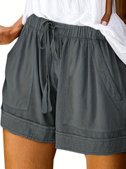 Drawstring Elastic Waist Casual Shorts with Pockets for Summer