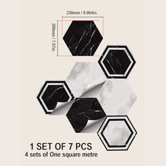 7pcs Marble Hexagon Tile Stickers - Waterproof & Non Slip