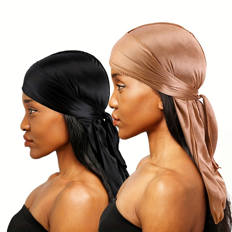 2pcs Bandana Pirate Hat Silk Durag Turban Hijab Hat For Men Women