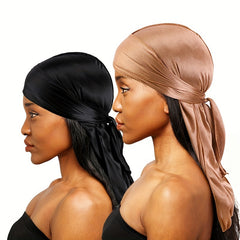 2pcs Bandana Pirate Hat Silk Durag Turban Hijab Hat For Men Women