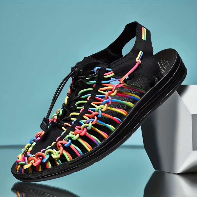 Women's Colorful Woven Rope Slip on Summer Sandals
