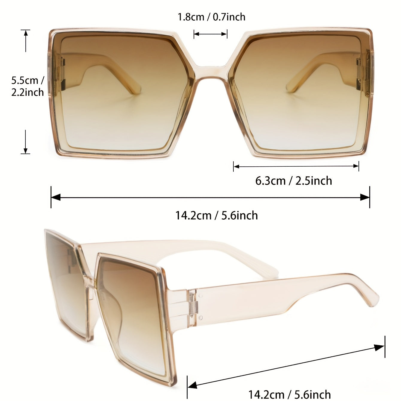 Large Square Sunglasses Jelly Anti Glare UV400 Sun Shades