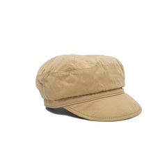 Flat Top Octagonal Hat Spring Summer Navy Hat Khaki Peaked Cap