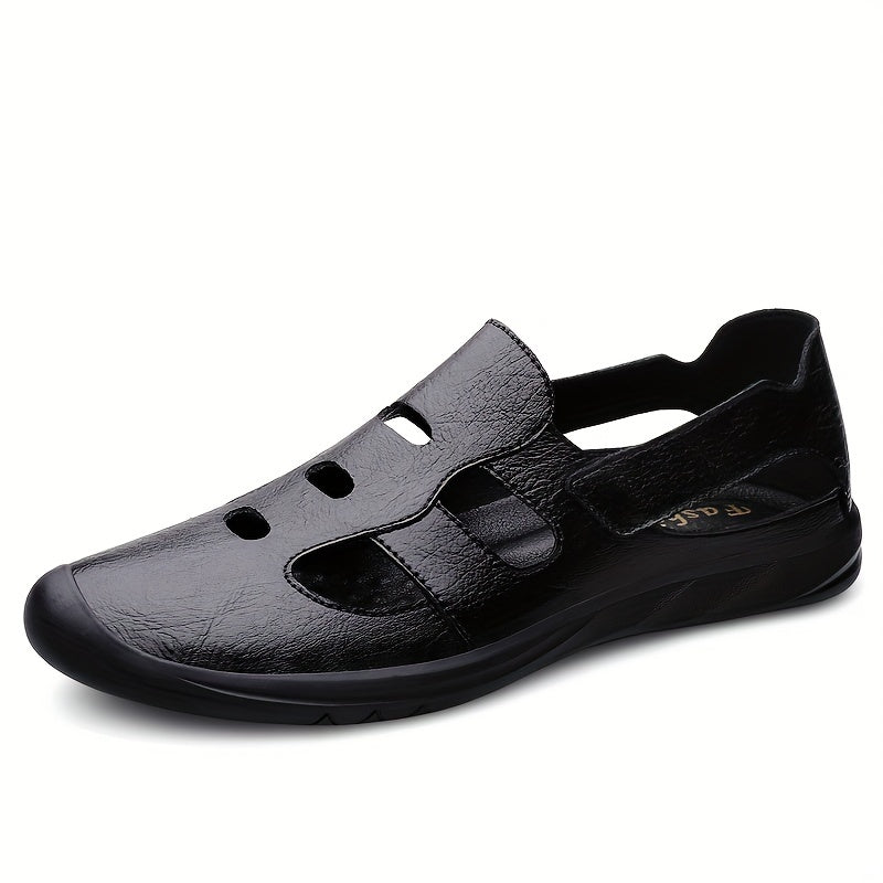 Men's No Tie Slip On Leather Sandals Smart Casual Walking Shoes