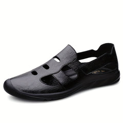 Men's No Tie Slip On Leather Sandals Smart Casual Walking Shoes