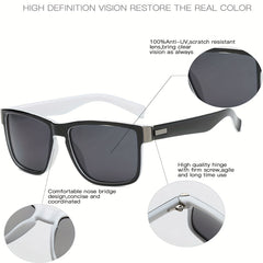 Men's Vintage Polarized Sunglasses Retro Square Frame Mixed Sun Glasses