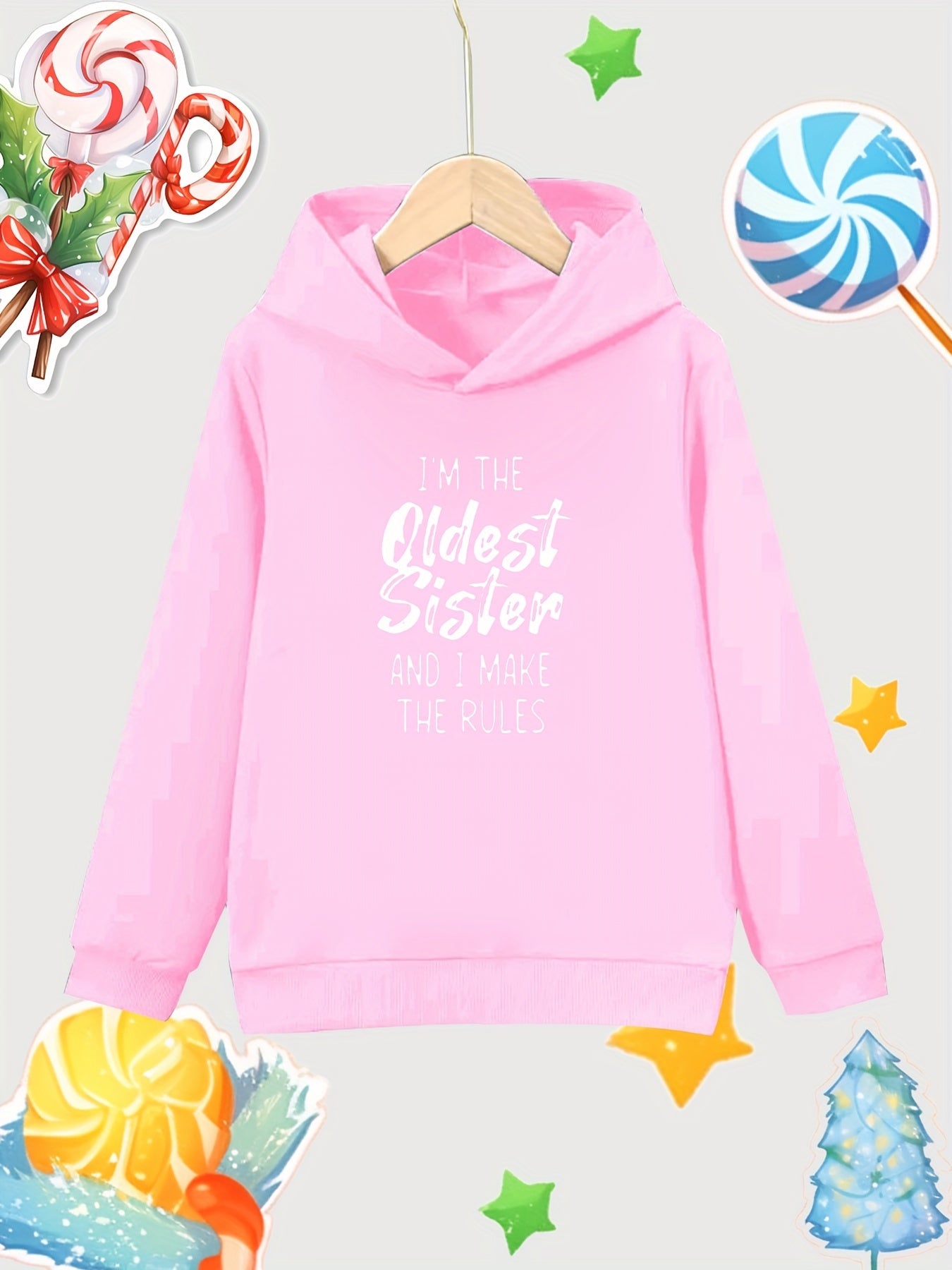 Oldest Sister Rules Hooded Sweatshirt for Girls