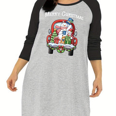 Christmas Nightdress Women's Snowman & Graphic Raglan Long Sleeve