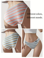 7pcs Striped Pantie Colorblock Stretchy Intimates Panties Women's Lingerie