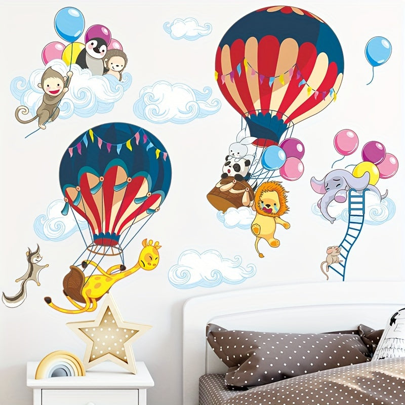 2pcs Animal Hot Air Balloon Wall Stickers Home Decoration