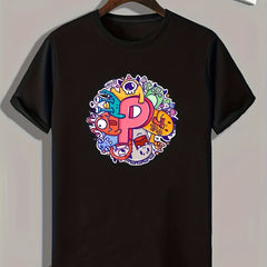 Cartoon Print Men's Graphic T-shirt Casual Comfy Tee