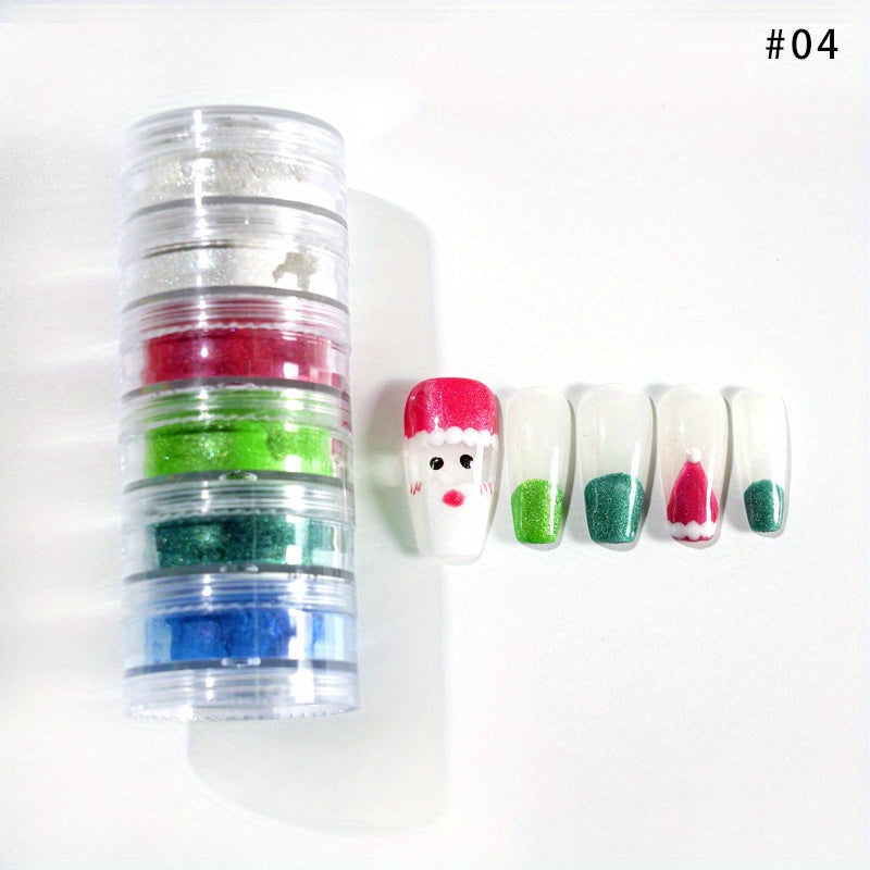 6PCS Christmas Pearl Powder Set Nail Glitter Magic Mirror Cloud Brocade DIY