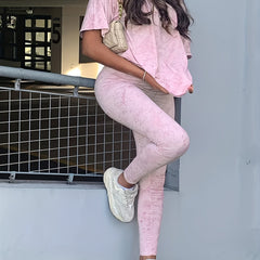 Women's Plus Tie Dye Tee & Leggings Set