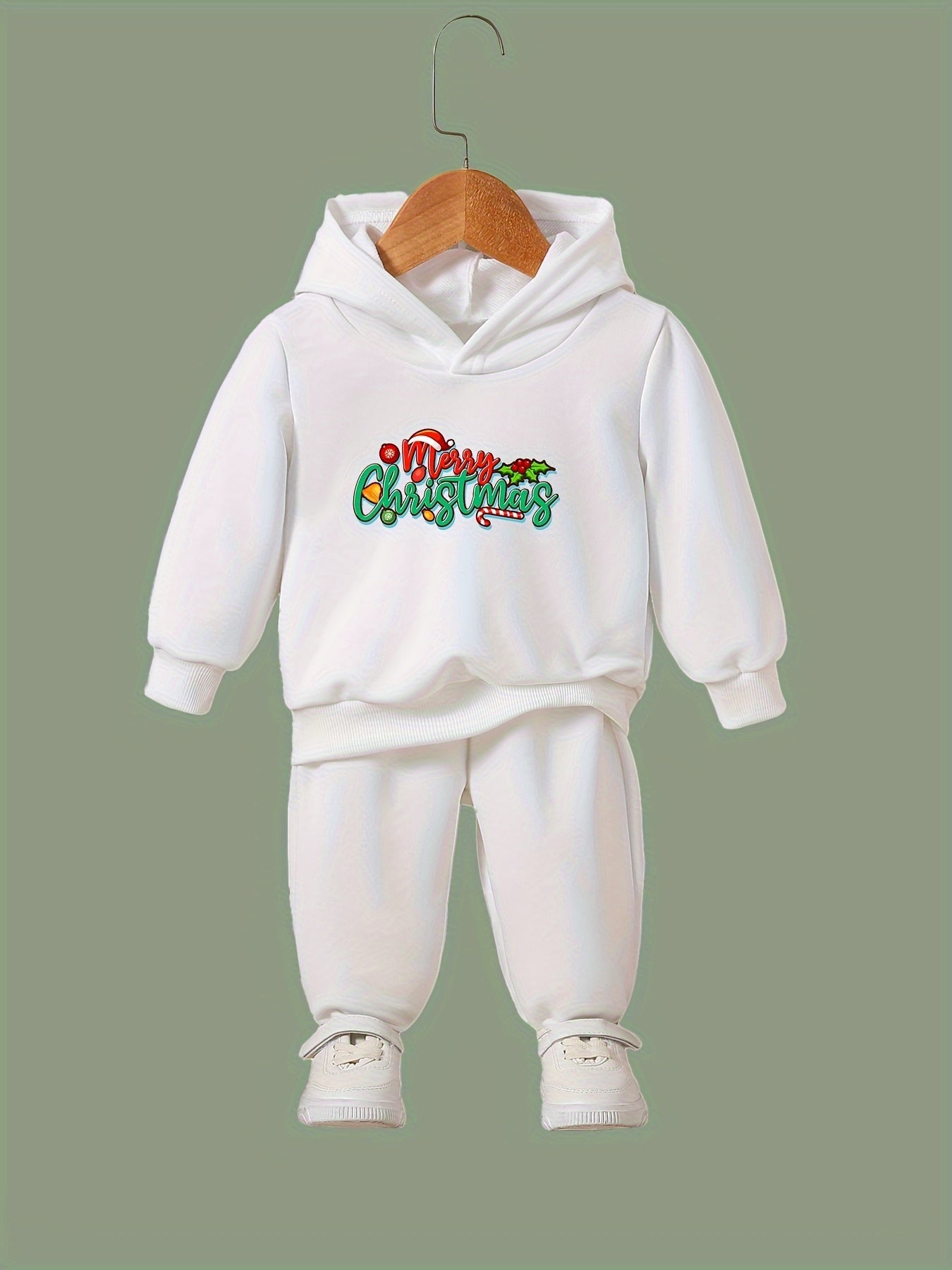 Girls Christmas Letter Hoodie Sweatpants Set