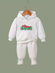Girls Christmas Letter Hoodie Sweatpants Set