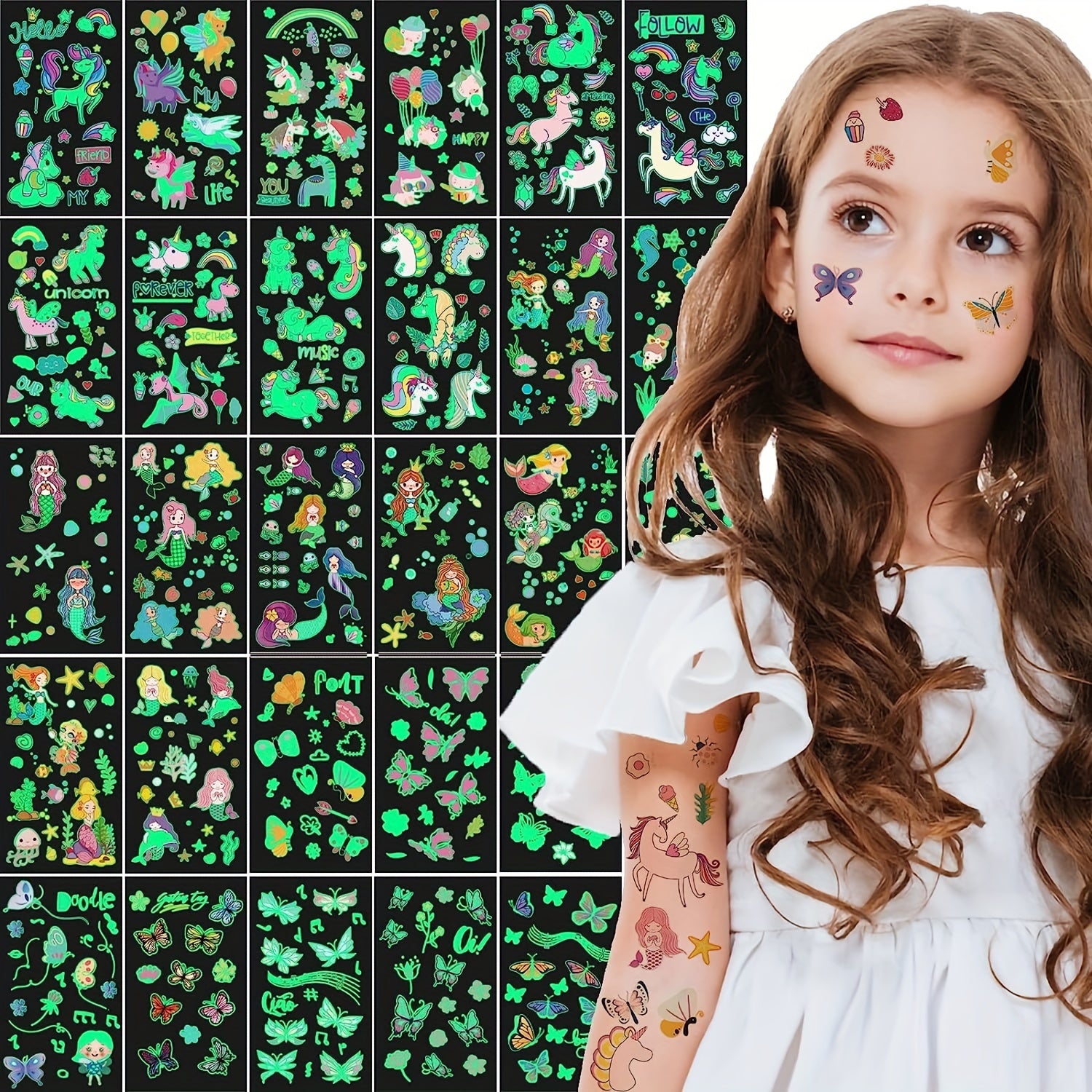 Nightglow Temporary Tattoos for Kids - Waterproof & Long lasting