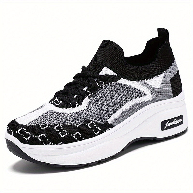 Women's Mesh Platform Sneakers Casual Lace Up Shoes