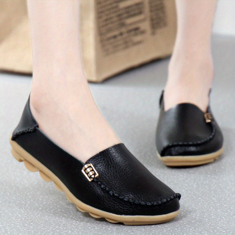 Women's Casual Solid Color Flat Loafers Soft Sole Non Slip Shoes