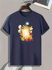 Men's Pattern Print Comfy Sports T-shirt - Outdoor Fitness Tee