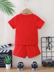 Crown Print T shirt & Shorts Boys 2pcs Set