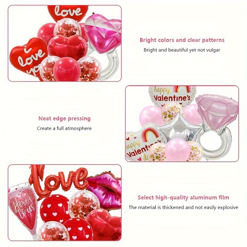 10pcs Rose Ring Shaped Balloons - Love Aluminum Film Balloons Set for Confetti