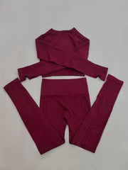 Yoga Workout Set Long Sleeve Thumb Hole Top & High Stretch Leggings