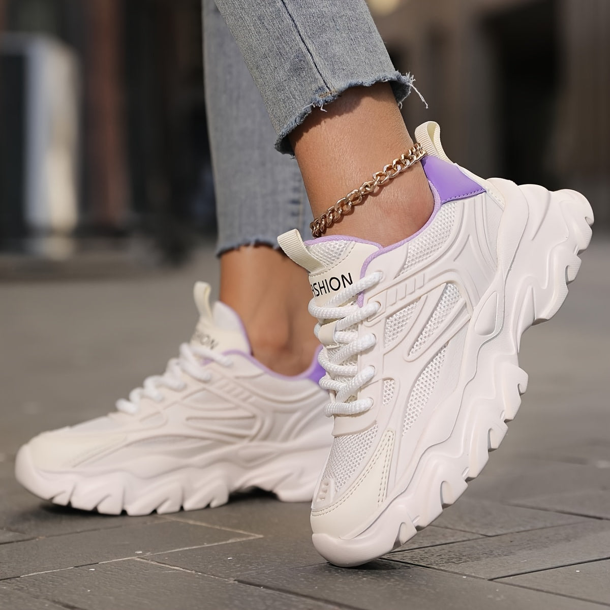 Women's Slip Resistant Chunky Sneakers Breathable Running Shoes