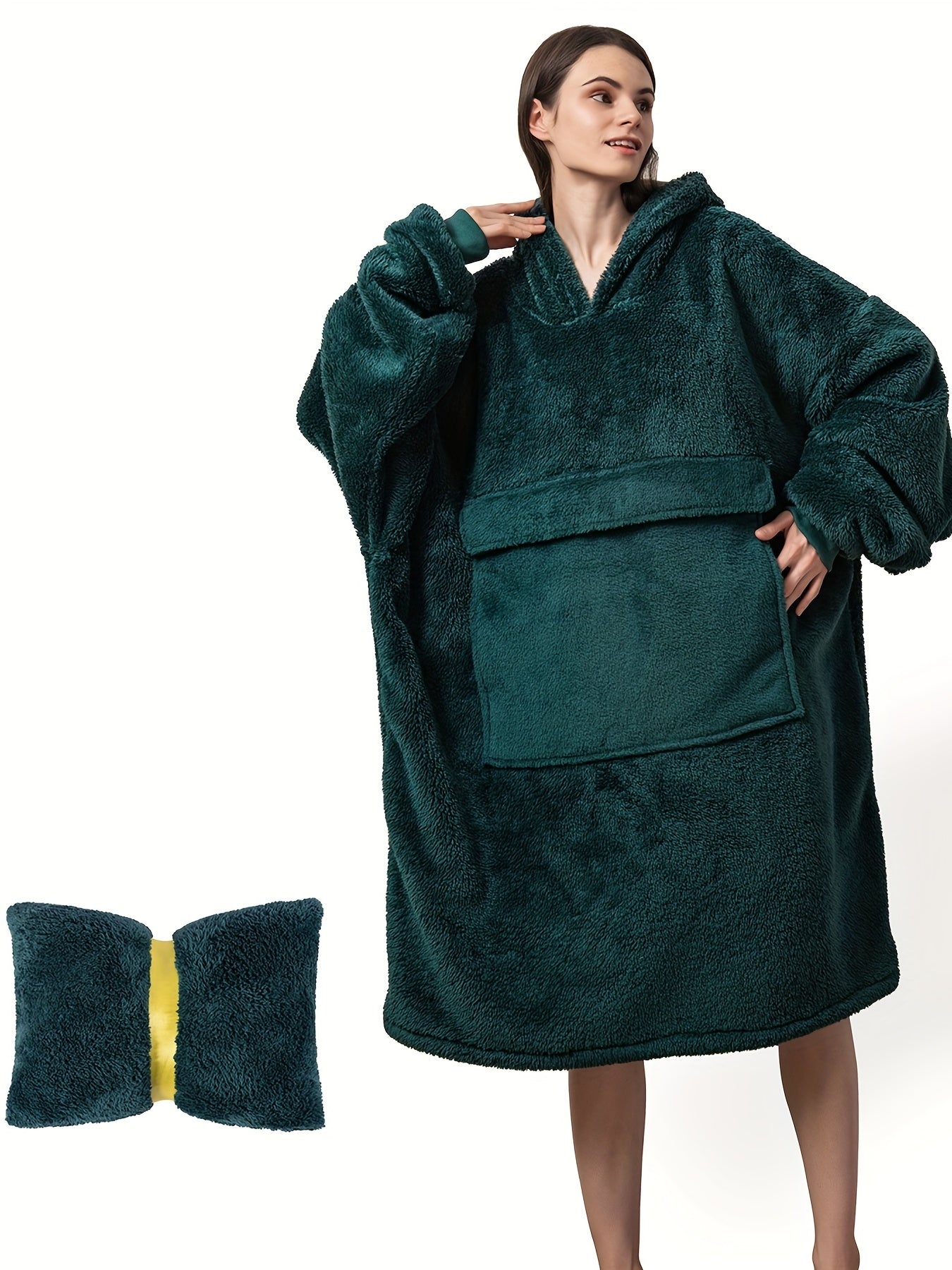 Fluffy Winter Robe Oversized Home Wear with Pocket