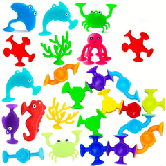 Ocean Animals Suction Cup 30pcs Bath Toys for Kids Sensory Window Building Toys