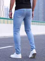 Ripped Slim Fit Jeans Men s Casual Street Style Denim Pants