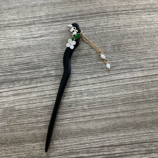 Wooden Hairpin Flower Hair Stick With Pendant Chinese Style Hair Accessories