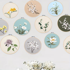 Flower Cross Stitch Kit with Embroidery Thread and Printed Cloth