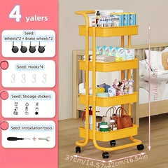 4 Tier 3 Tier Small Cart Rack Floor Living Room with Wheels