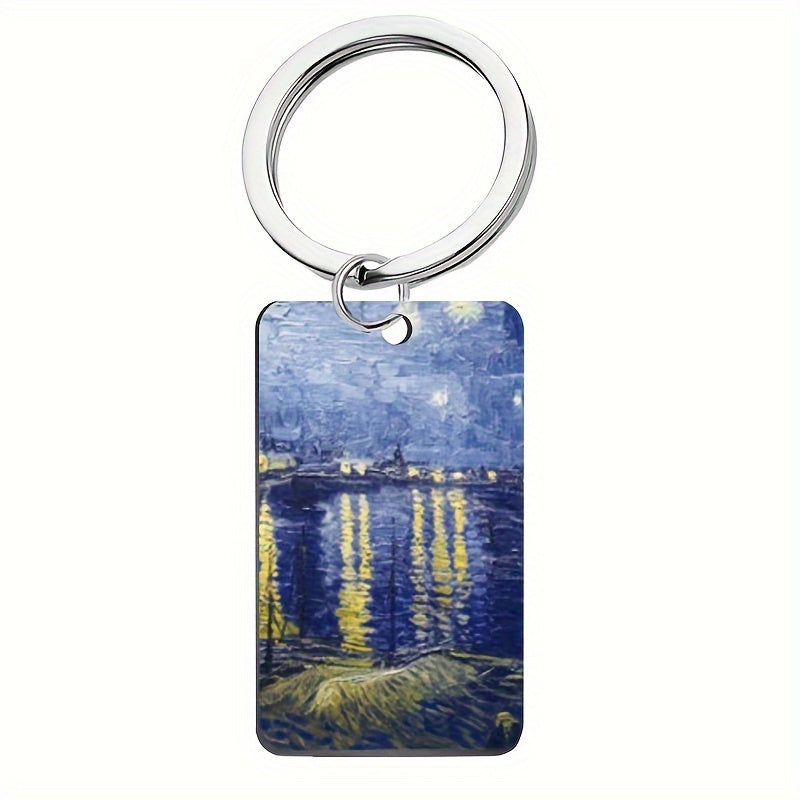 Retro Painting Keychain Pendant for Keys Backpacks Wallets