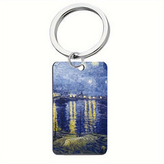 Retro Painting Keychain Pendant for Keys Backpacks Wallets