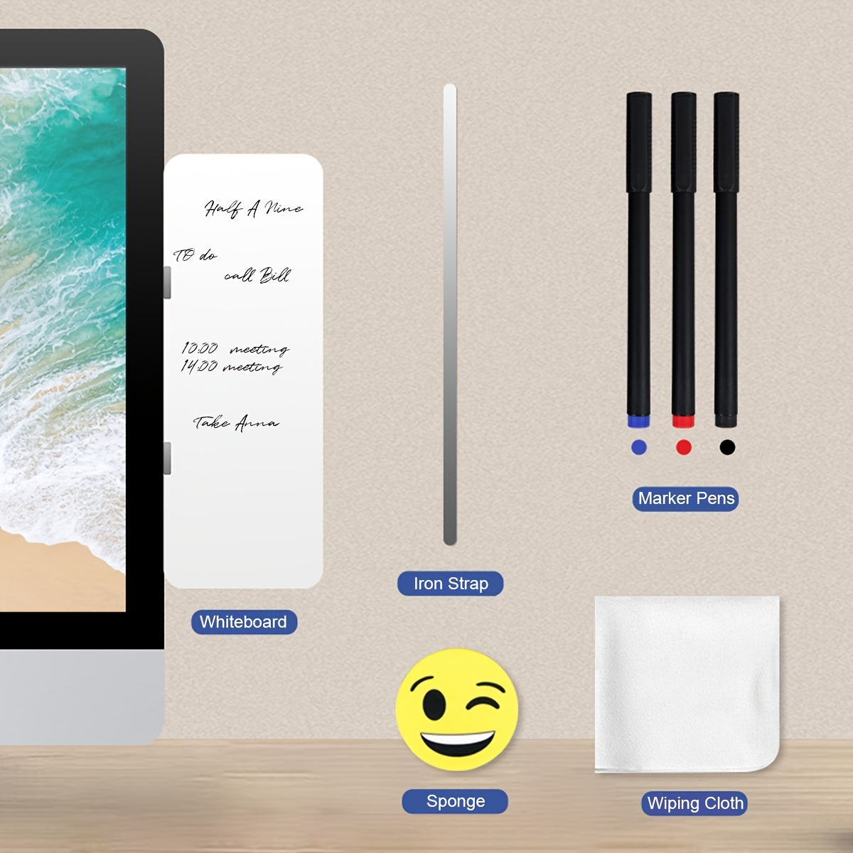 Erasable Magnetic Monitor Memo Board Dry Erase Whiteboard