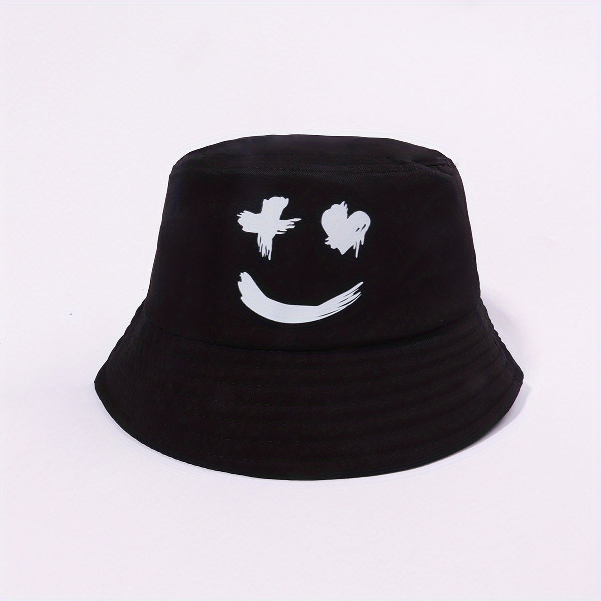 Smiling Face Fisherman Hat Print Bucket Hat Unisex Sunshade Basin Hat