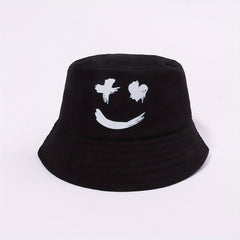 Smiling Face Fisherman Hat Print Bucket Hat Unisex Sunshade Basin Hat