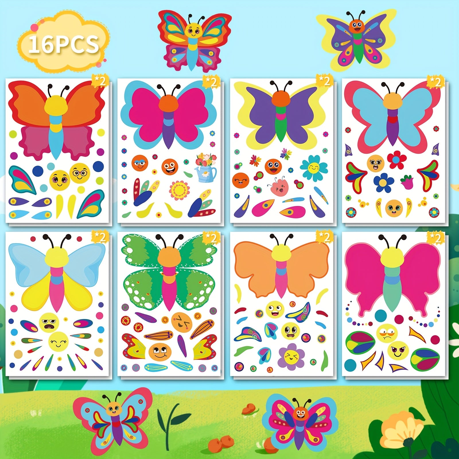 Set of 16 DIY Butterfly Ornaments for Expressive Facial Decor