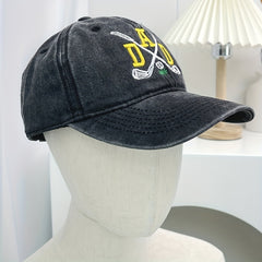 Distressed Gray Golf Baseball Cap Embroidery Unisex Adjustable Sun Hats