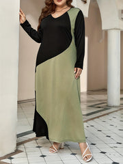 Colorblock V-Neck Maxi Dress